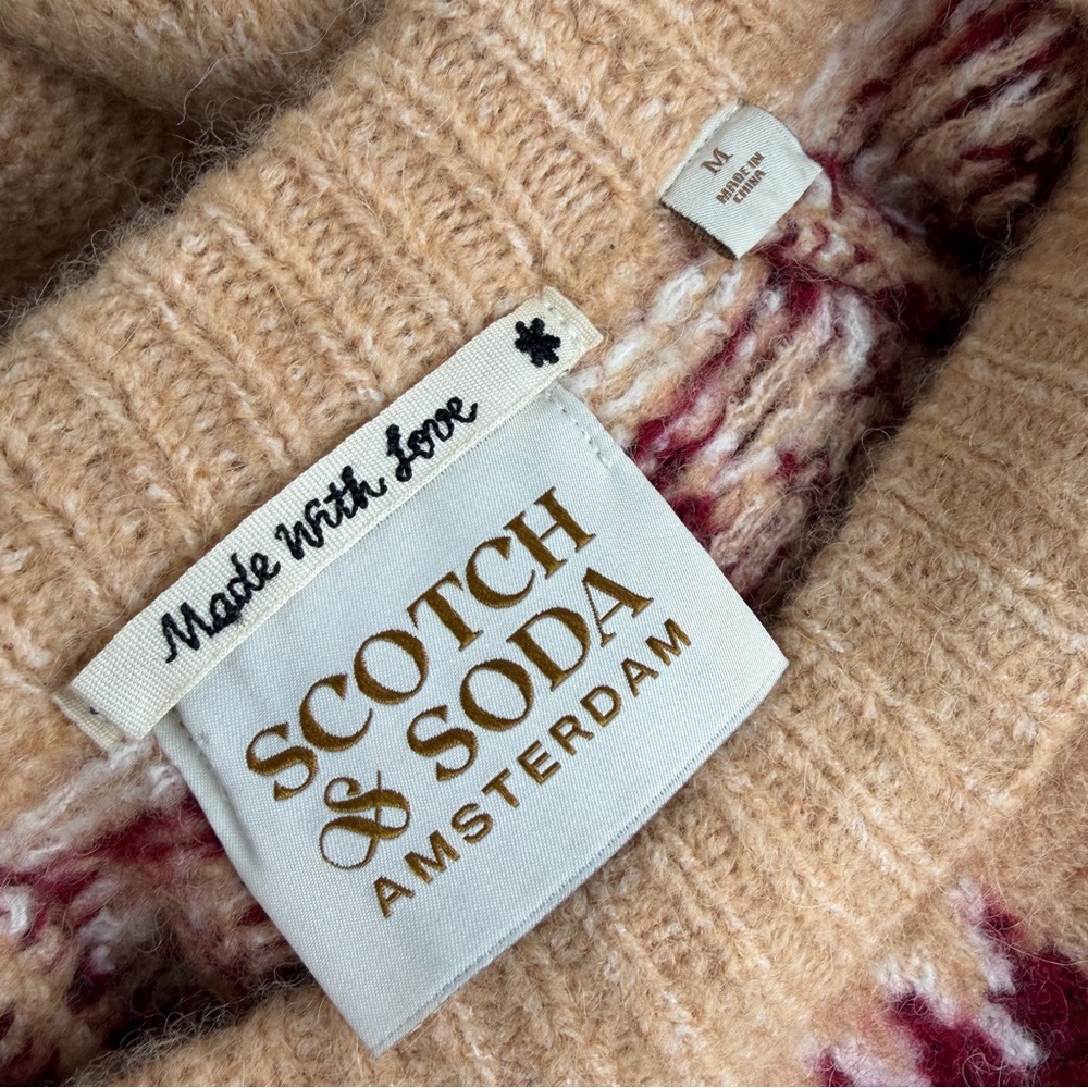 Scotch & Soda Tulip Fairisle Crewneck Sweater Beige Size Medium - Picture 8 of 10